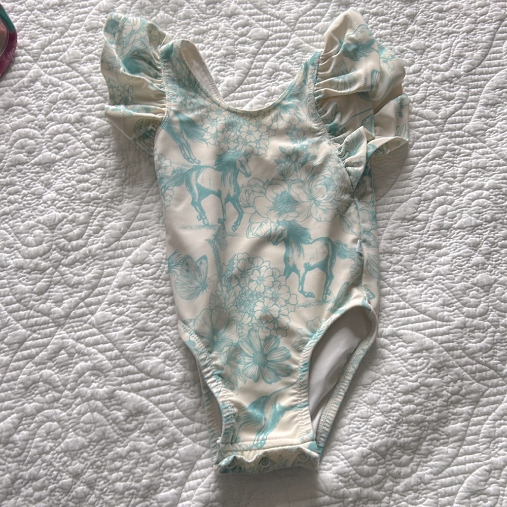 6-12 month posh peanut ruffle swimsuit baby girl